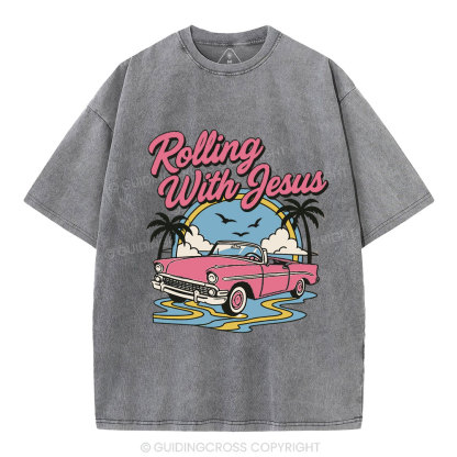 Rolling With Jesus Christian Washed T-Shirt