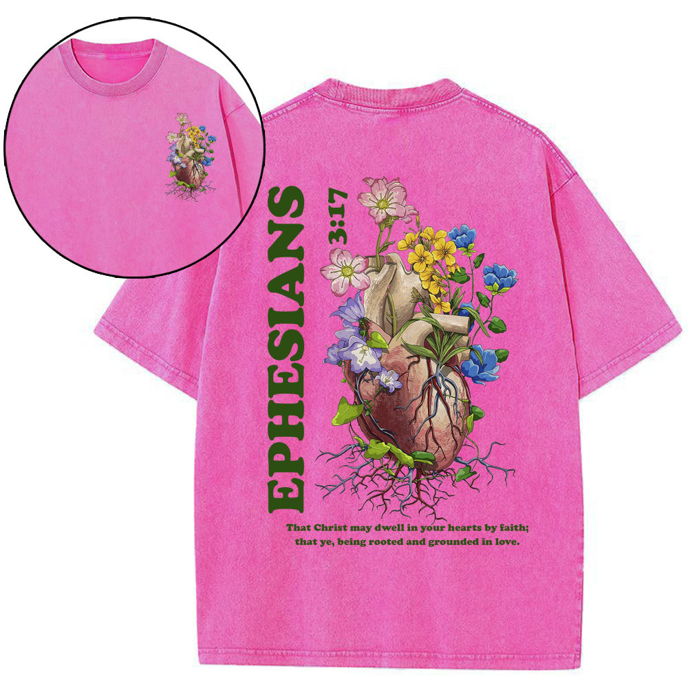 Rooted And Grounded In Love Christian Washed T-Shirt