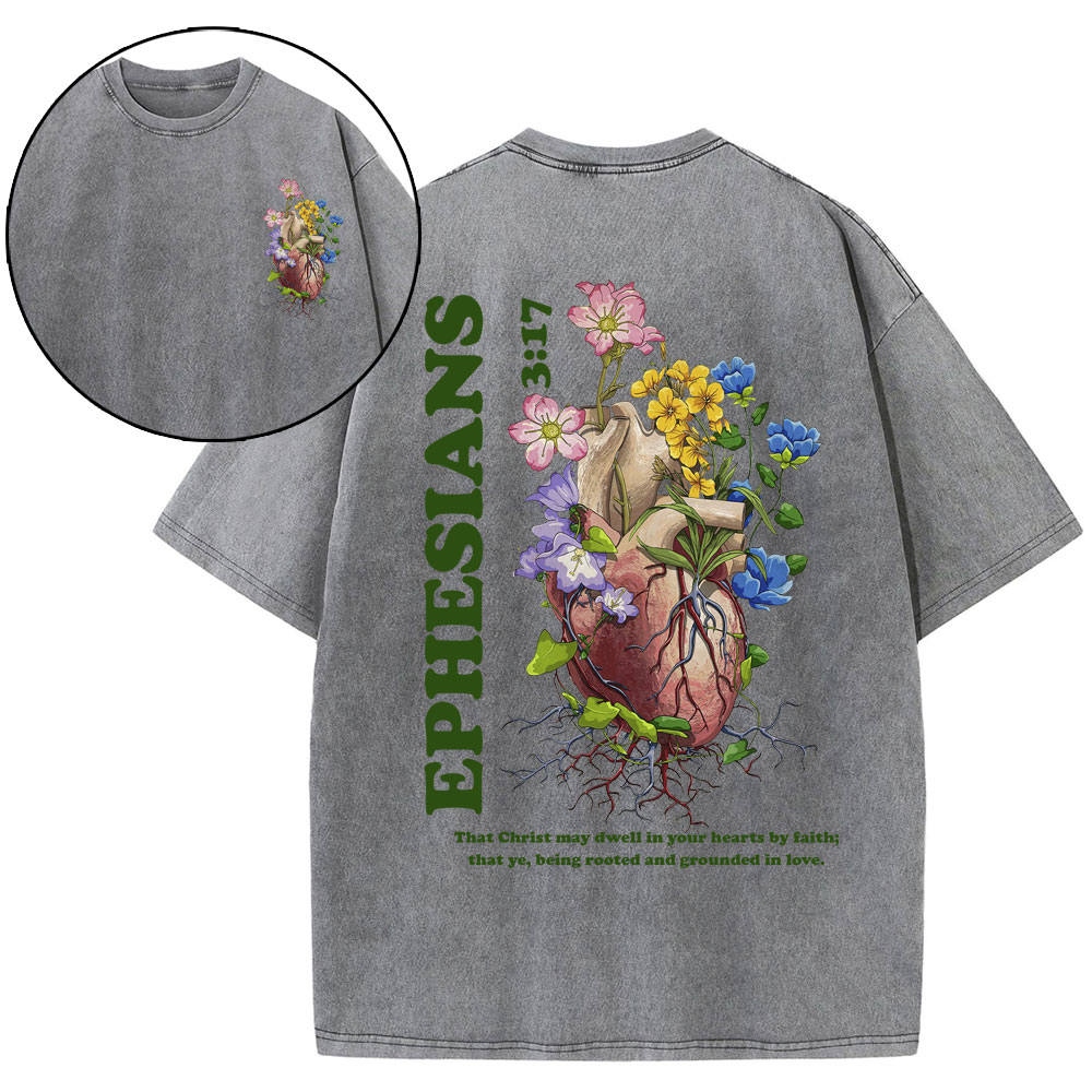 Rooted And Grounded In Love Christian Washed T-Shirt