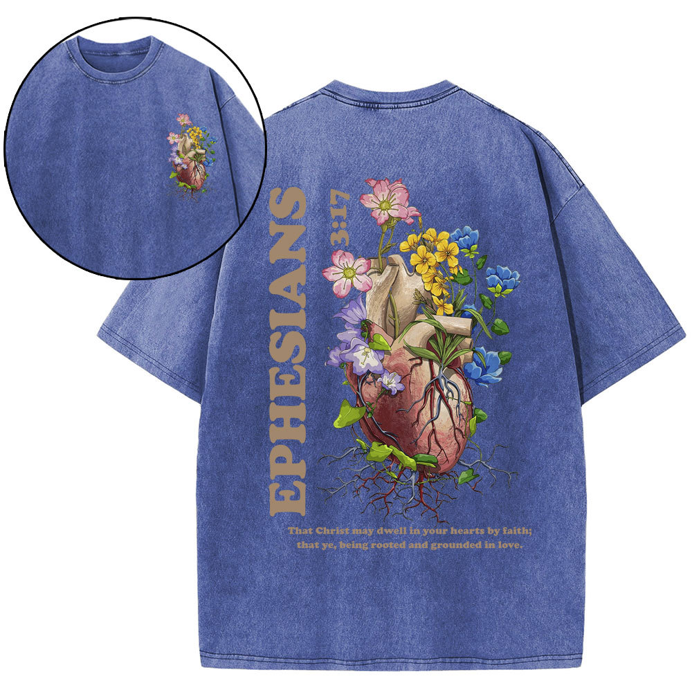 Rooted And Grounded In Love Christian Washed T-Shirt