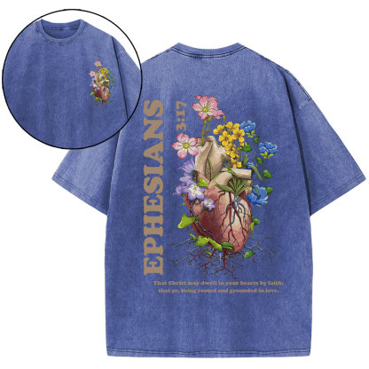 Rooted And Grounded In Love Christian Washed T-Shirt