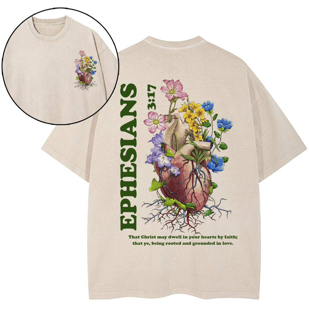 Rooted And Grounded In Love Christian Washed T-Shirt