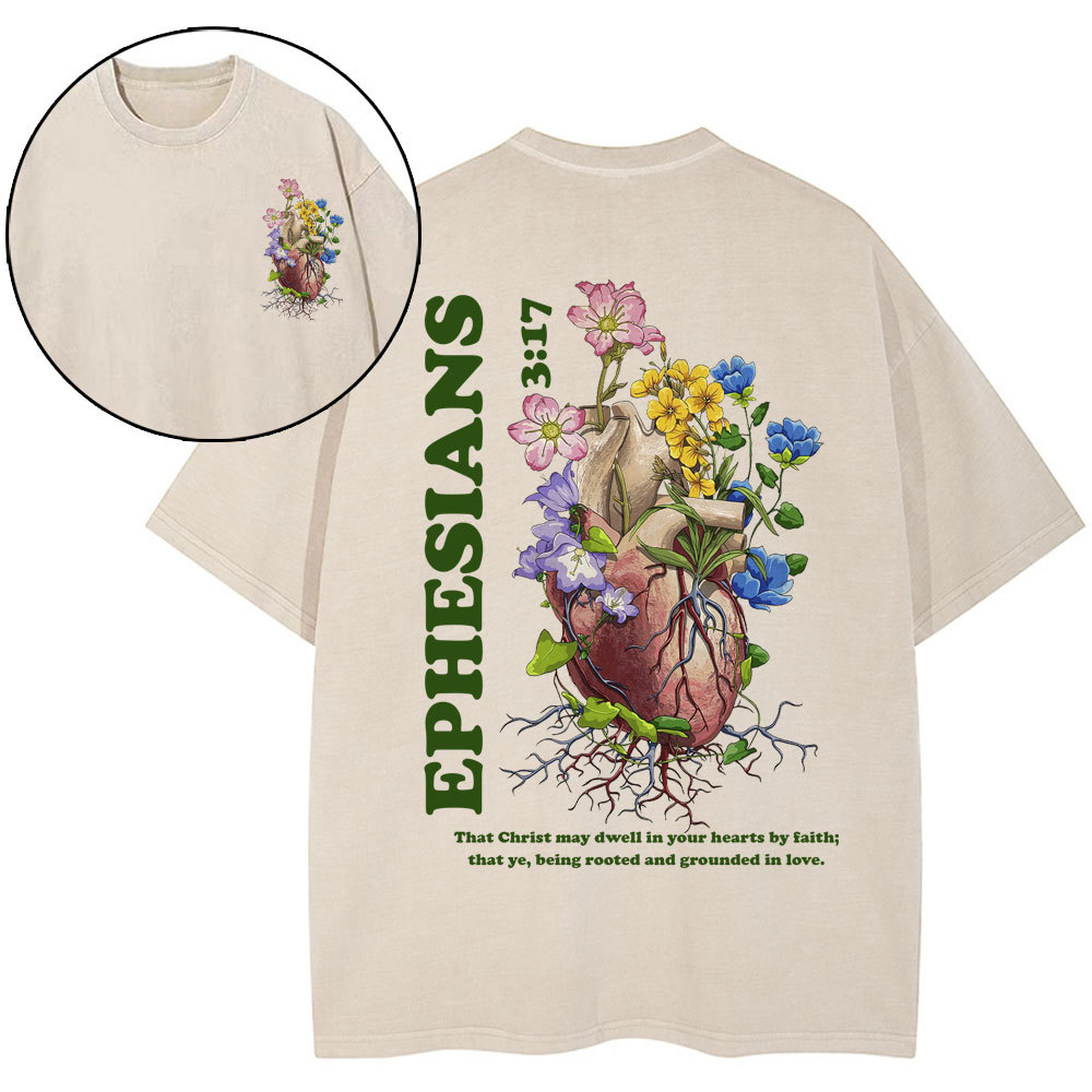 Rooted And Grounded In Love Christian Washed T-Shirt