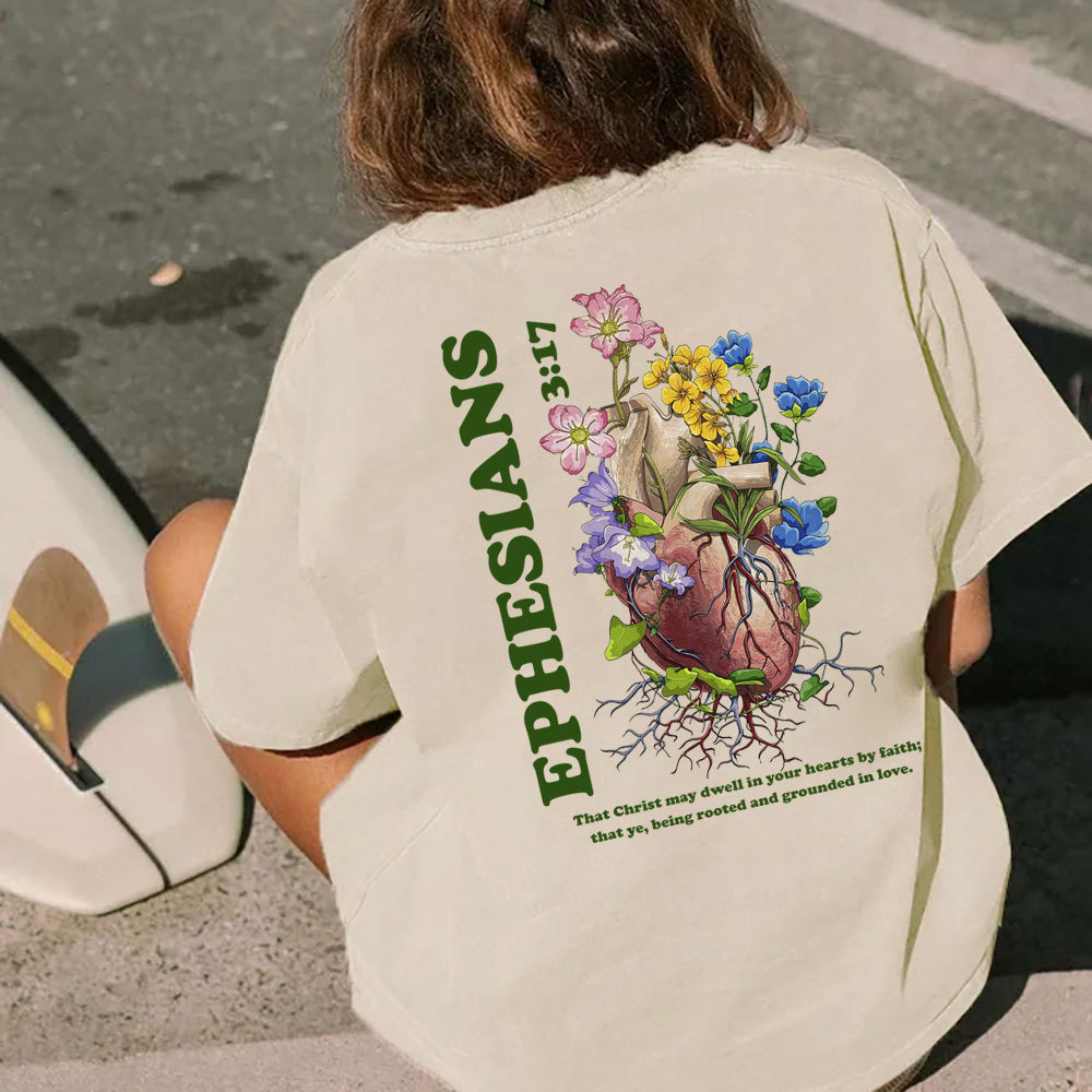 Rooted And Grounded In Love Christian Washed T-Shirt