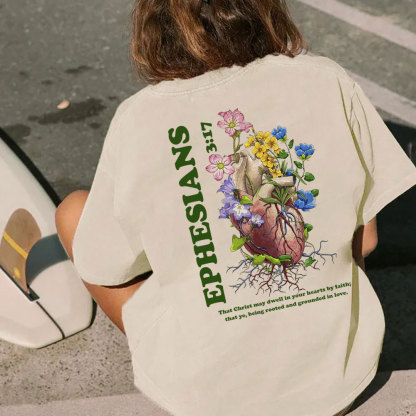 Rooted And Grounded In Love Christian Washed T-Shirt