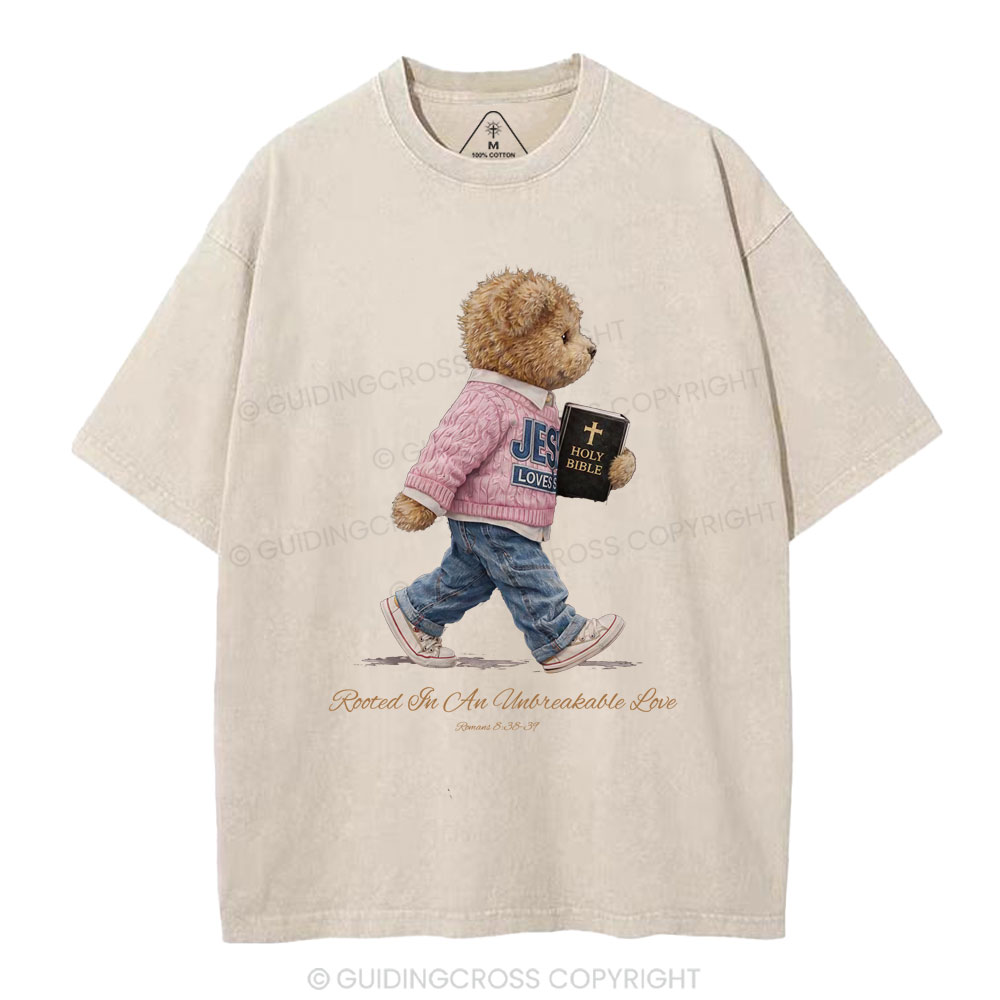 Rooted In An Unbreakable Love Christian Washed T-Shirt