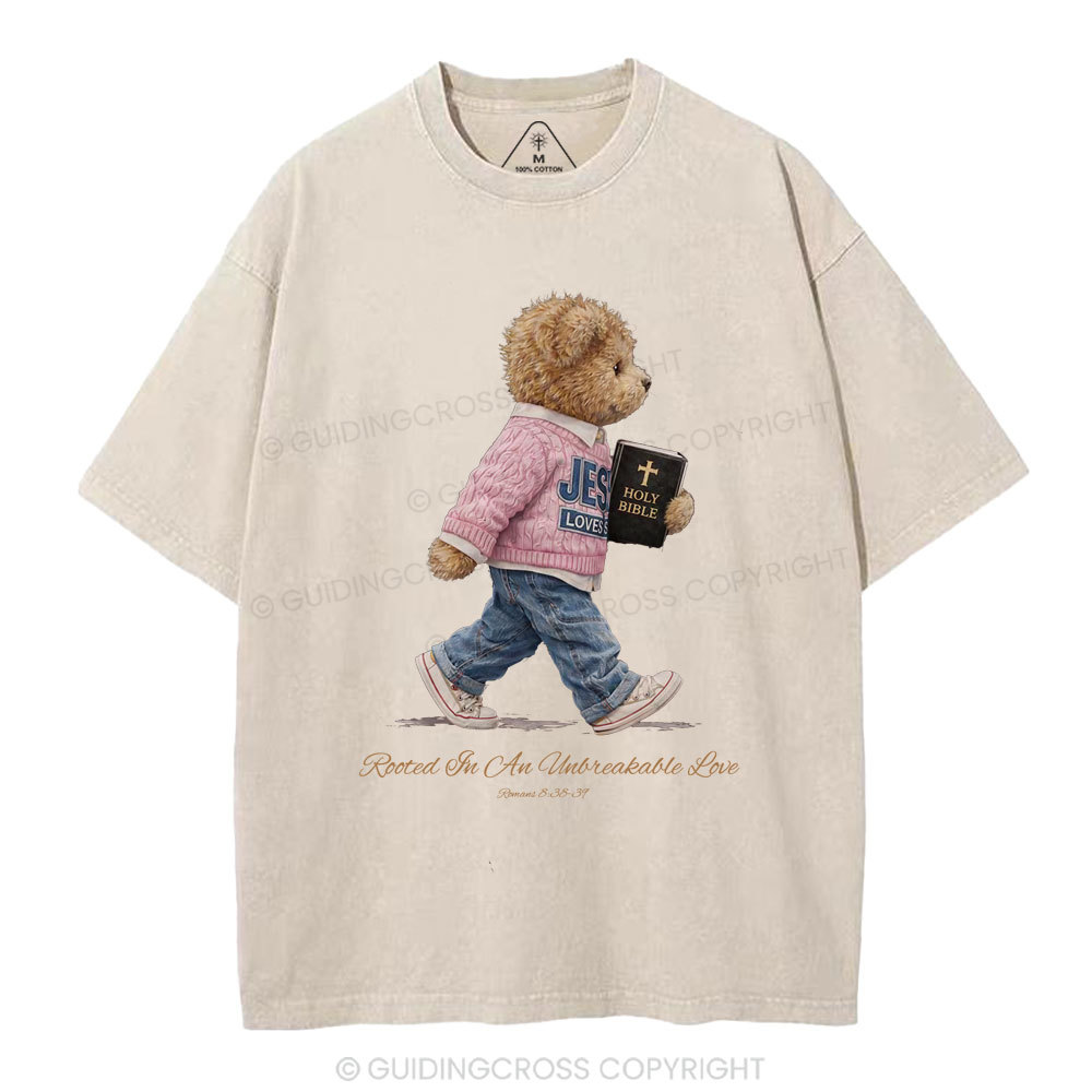 Rooted In An Unbreakable Love Christian Washed T-Shirt