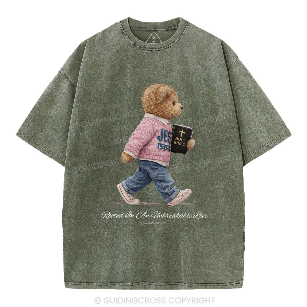 Rooted In An Unbreakable Love Christian Washed T-Shirt