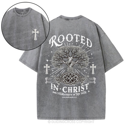 Rooted In Christ And Established In The Faith Christian Washed T-Shirt