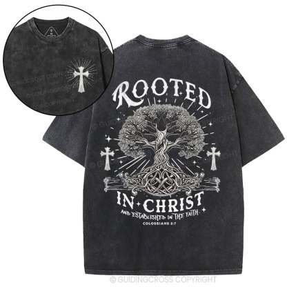 Rooted In Christ And Established In The Faith Christian Washed T-Shirt