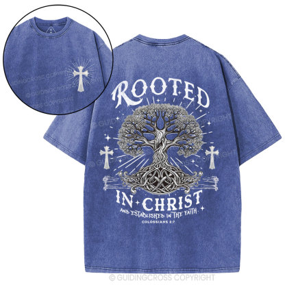 Rooted In Christ And Established In The Faith Christian Washed T-Shirt