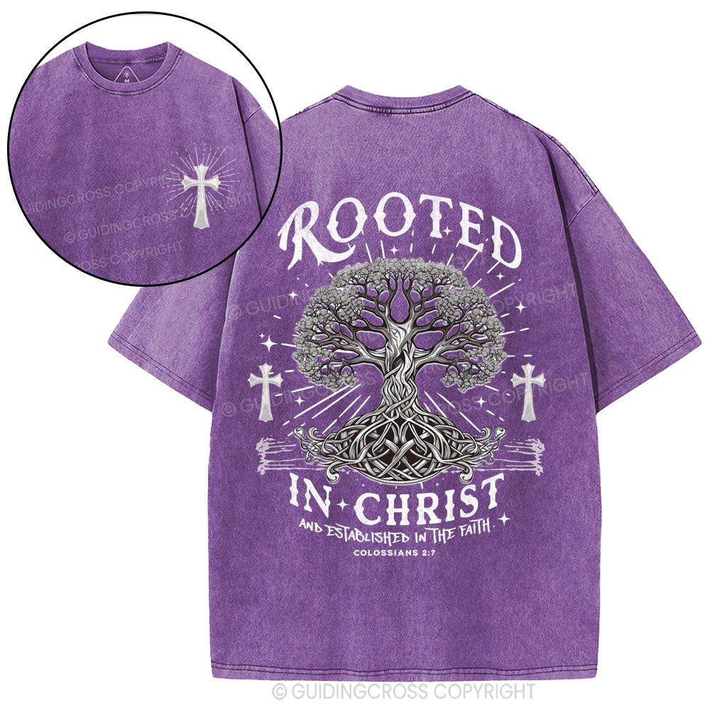 Rooted In Christ And Established In The Faith Christian Washed T-Shirt