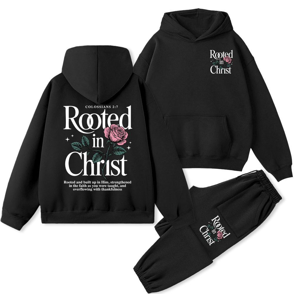 Rooted In Christ Christian Fleece Hoodie Set