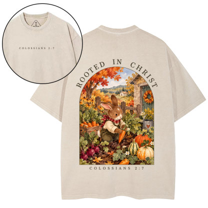 Rooted In Christ Christian Washed T-Shirt