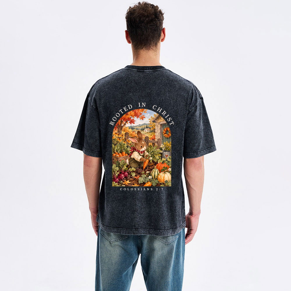 Rooted In Christ Christian Washed T-Shirt