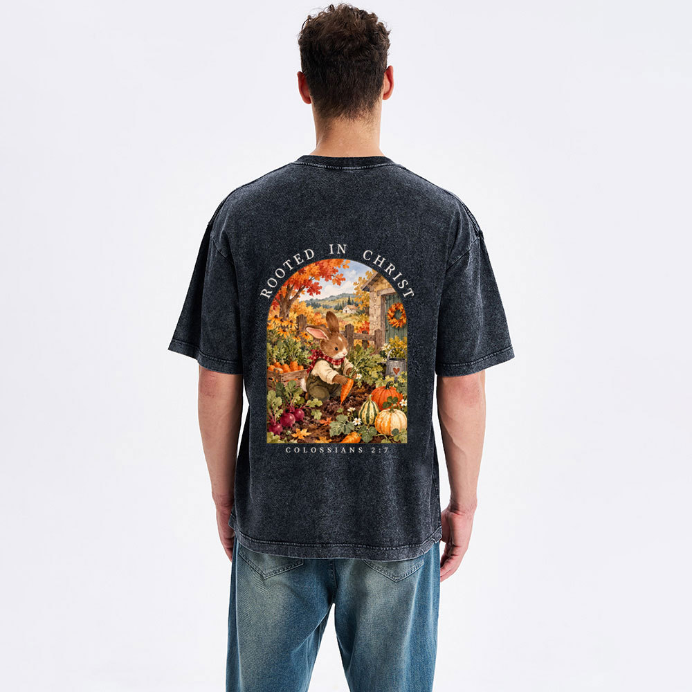 Rooted In Christ Christian Washed T-Shirt