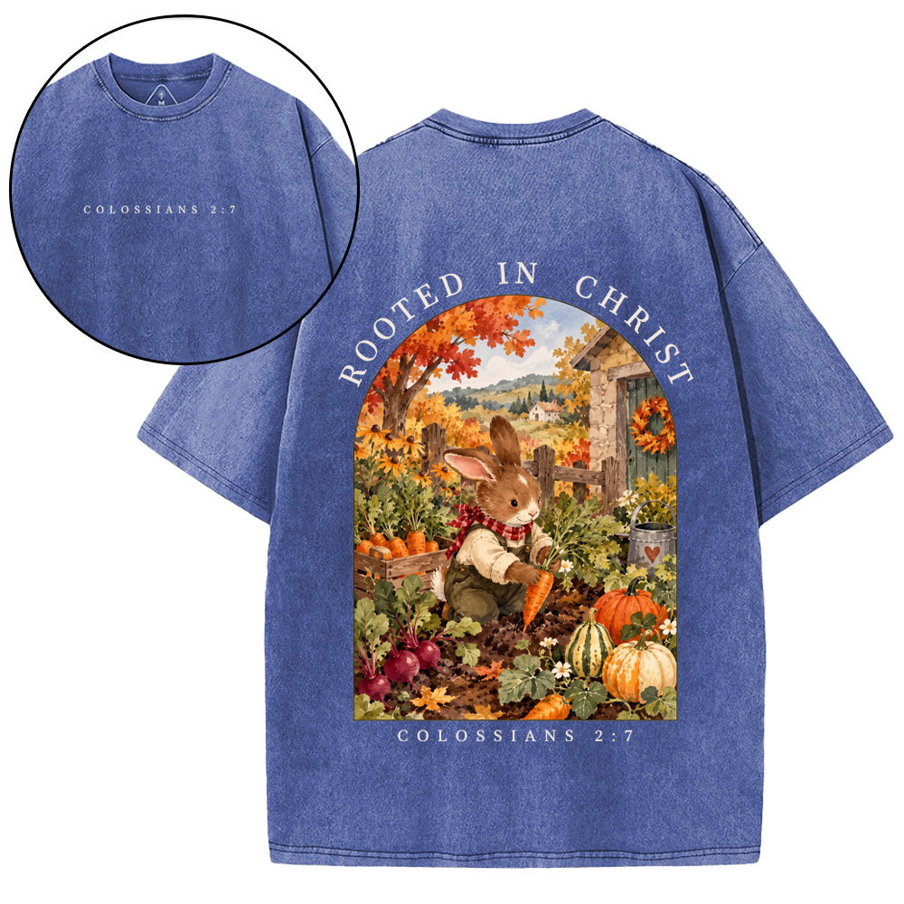 Rooted In Christ Christian Washed T-Shirt