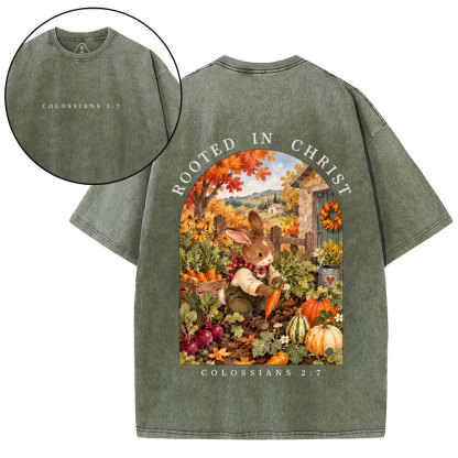 Rooted In Christ Christian Washed T-Shirt