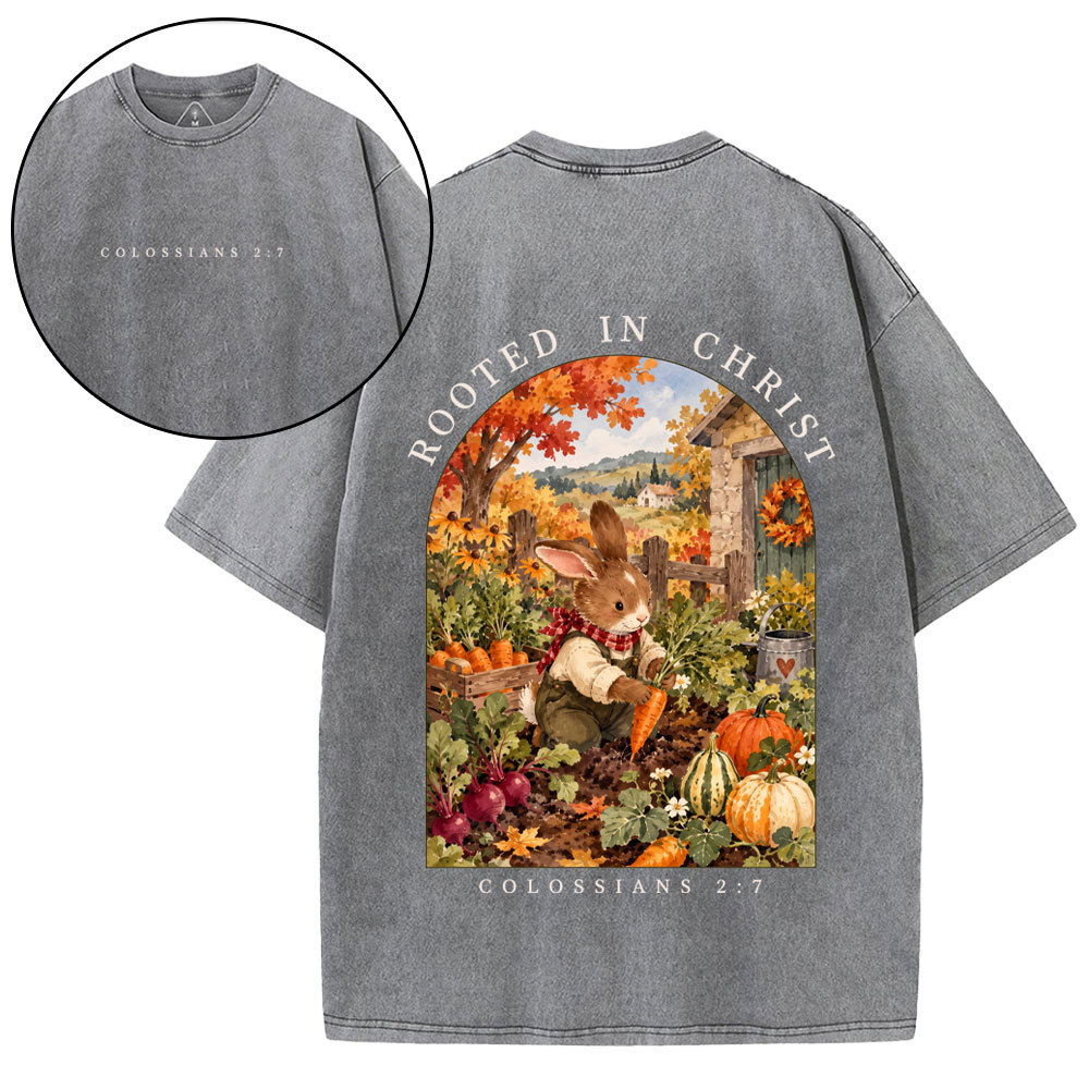 Rooted In Christ Christian Washed T-Shirt