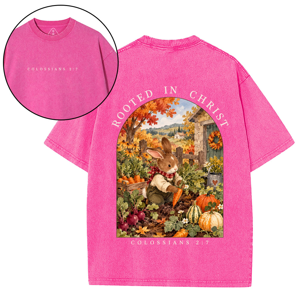 Rooted In Christ Christian Washed T-Shirt