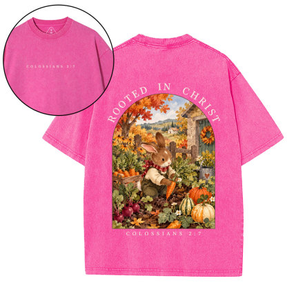 Rooted In Christ Christian Washed T-Shirt