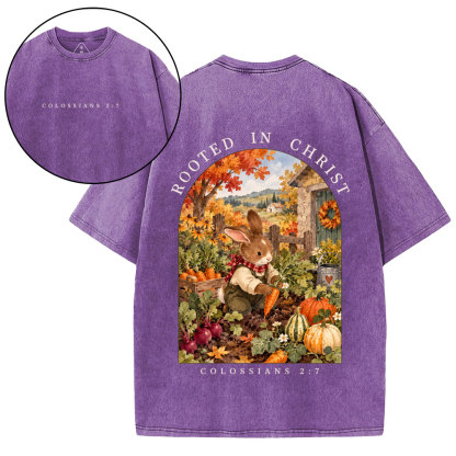 Rooted In Christ Christian Washed T-Shirt