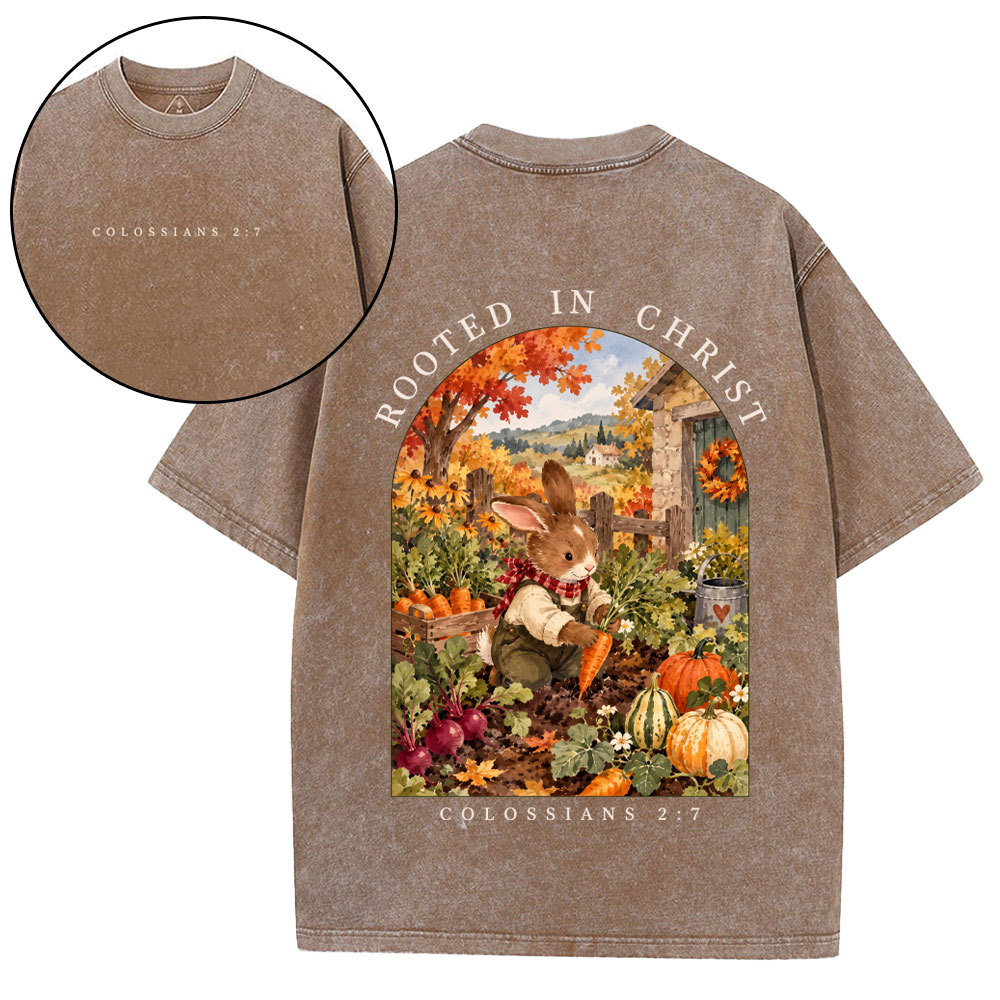 Rooted In Christ Christian Washed T-Shirt