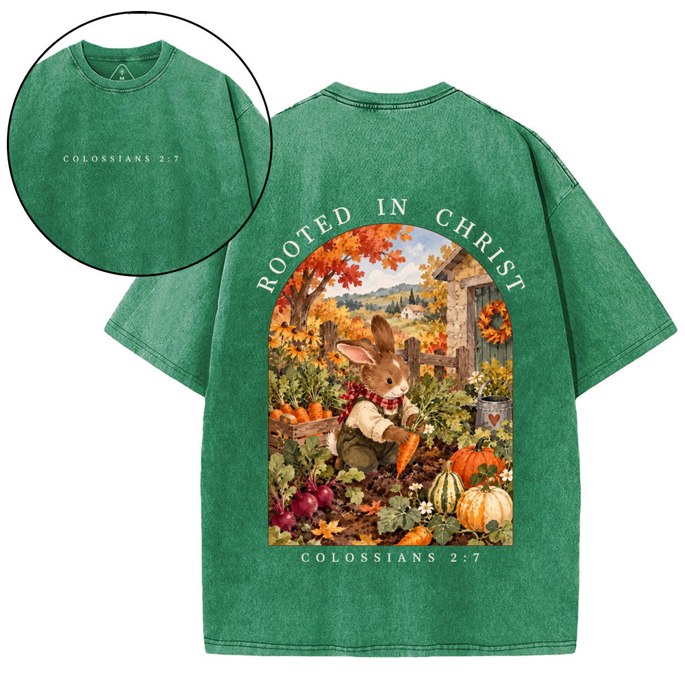 Rooted In Christ Christian Washed T-Shirt