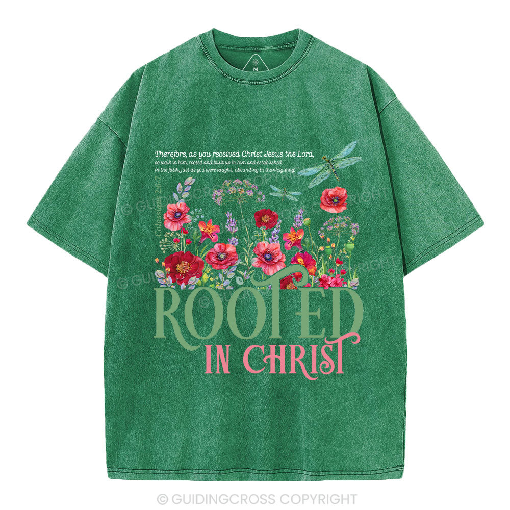 Rooted In Christ Christian Washed T-Shirt