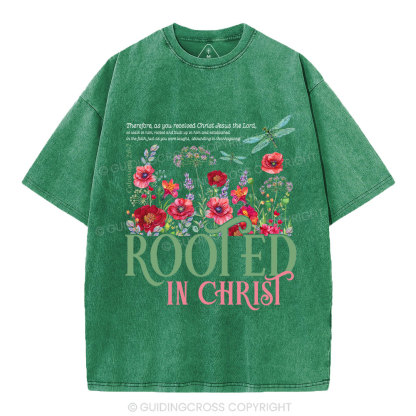 Rooted In Christ Christian Washed T-Shirt