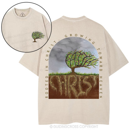Rooted In Christ Christian Washed T-Shirt