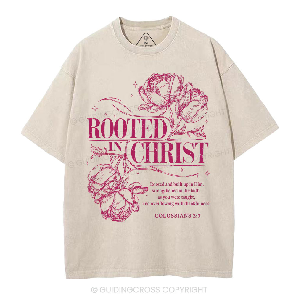 Rooted In Christ Christian Washed T-Shirt