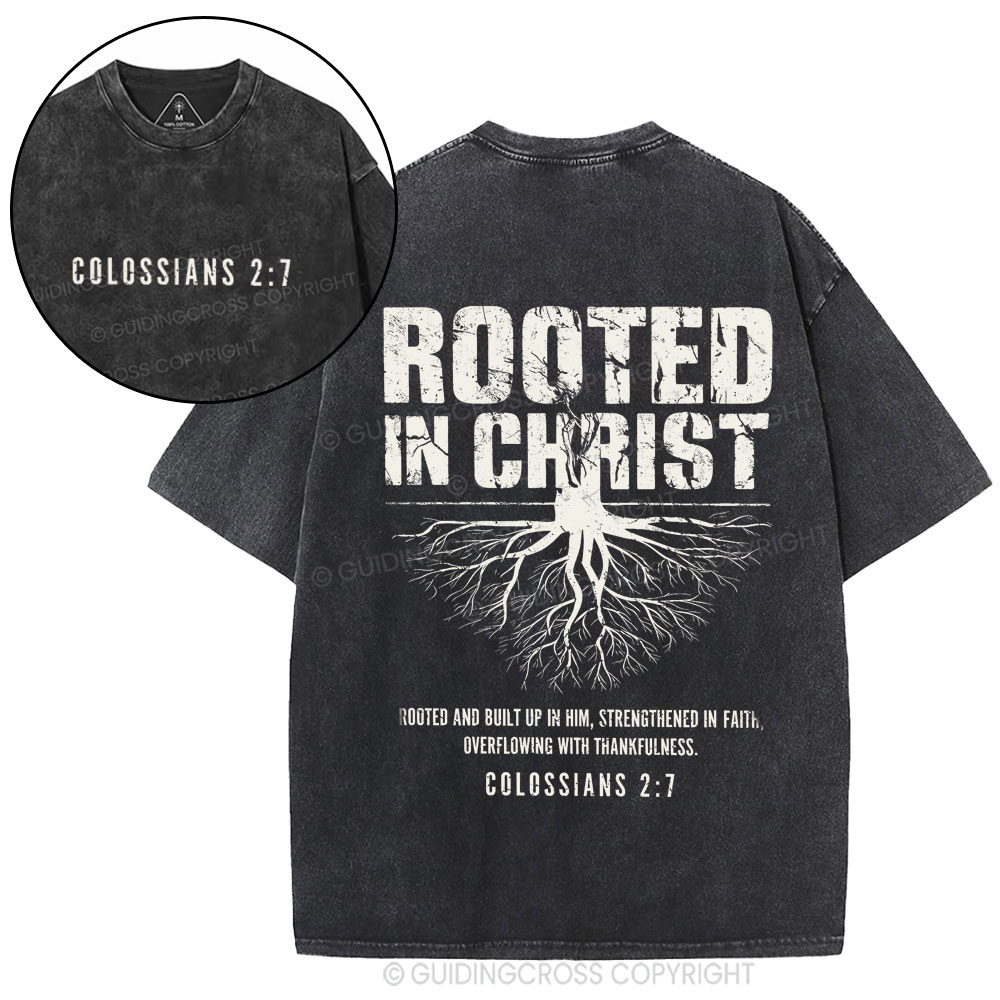 Rooted In Christ Christian Washed T-Shirt