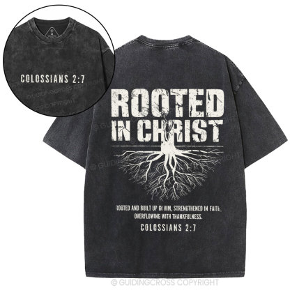 Rooted In Christ Christian Washed T-Shirt