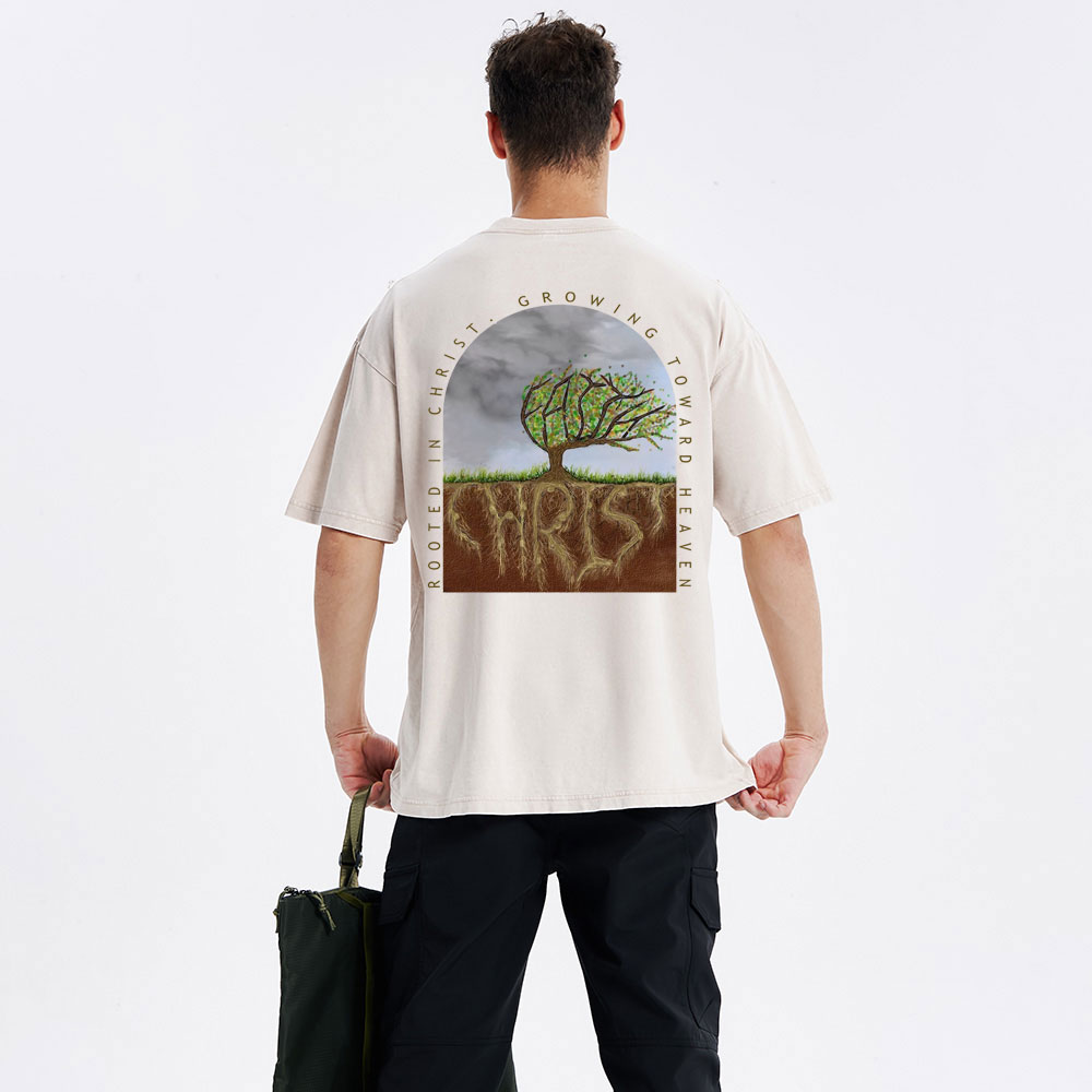 Rooted In Christ Christian Washed T-Shirt