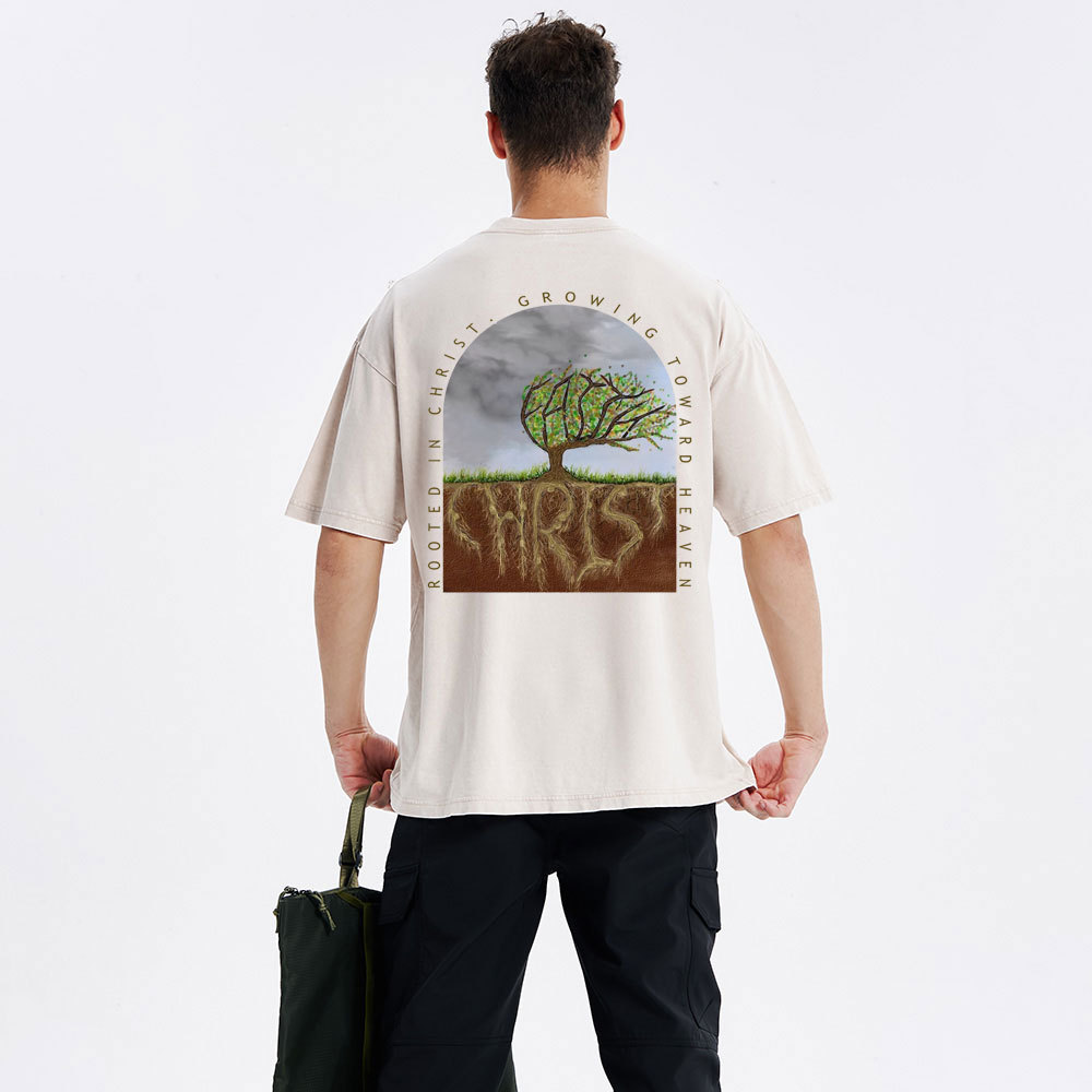 Rooted In Christ Christian Washed T-Shirt