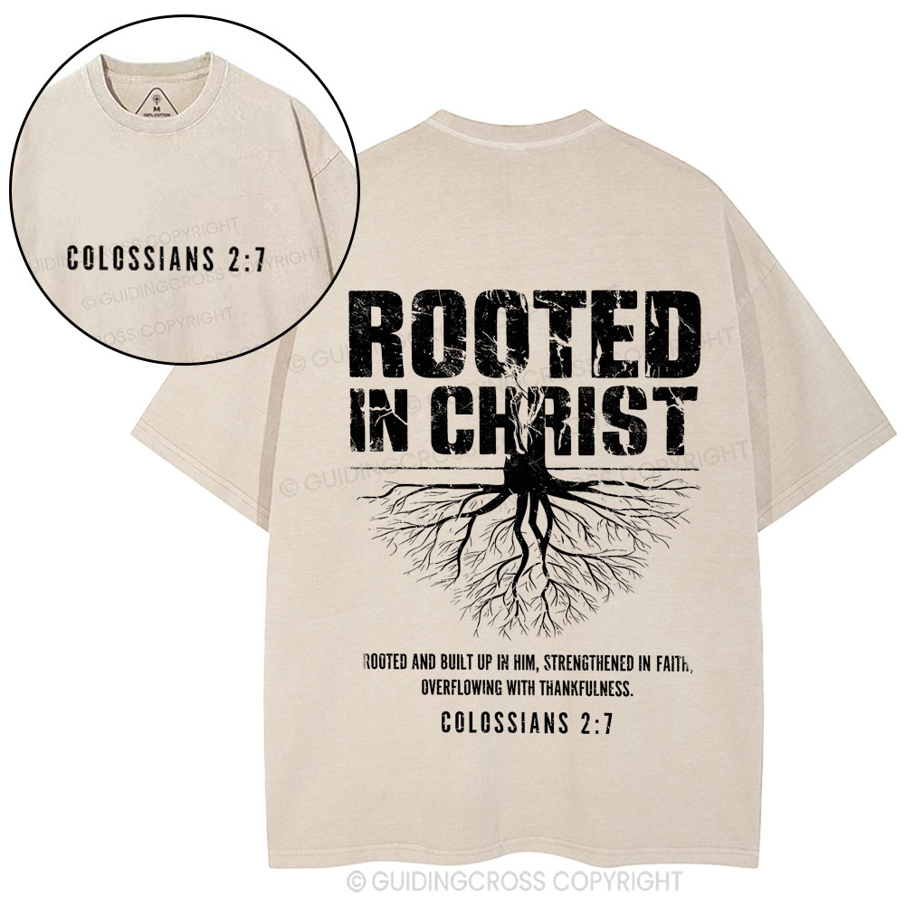 Rooted In Christ Christian Washed T-Shirt