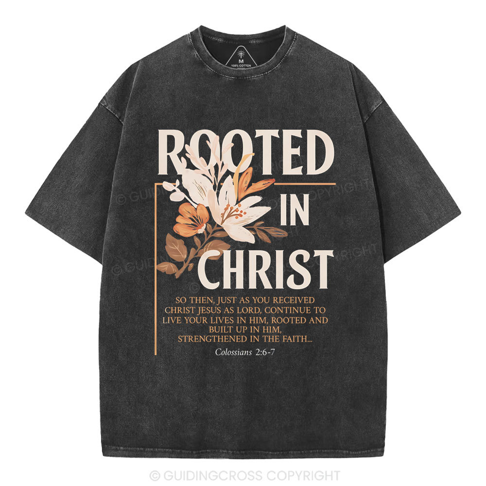 Rooted In Christ Christian Washed T-Shirt