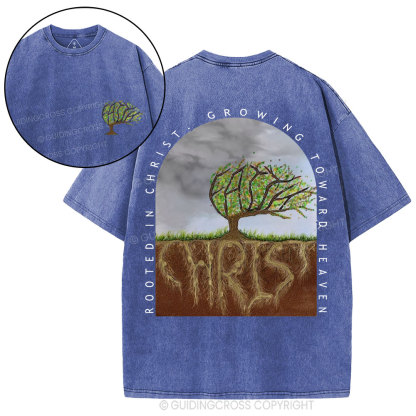 Rooted In Christ Christian Washed T-Shirt