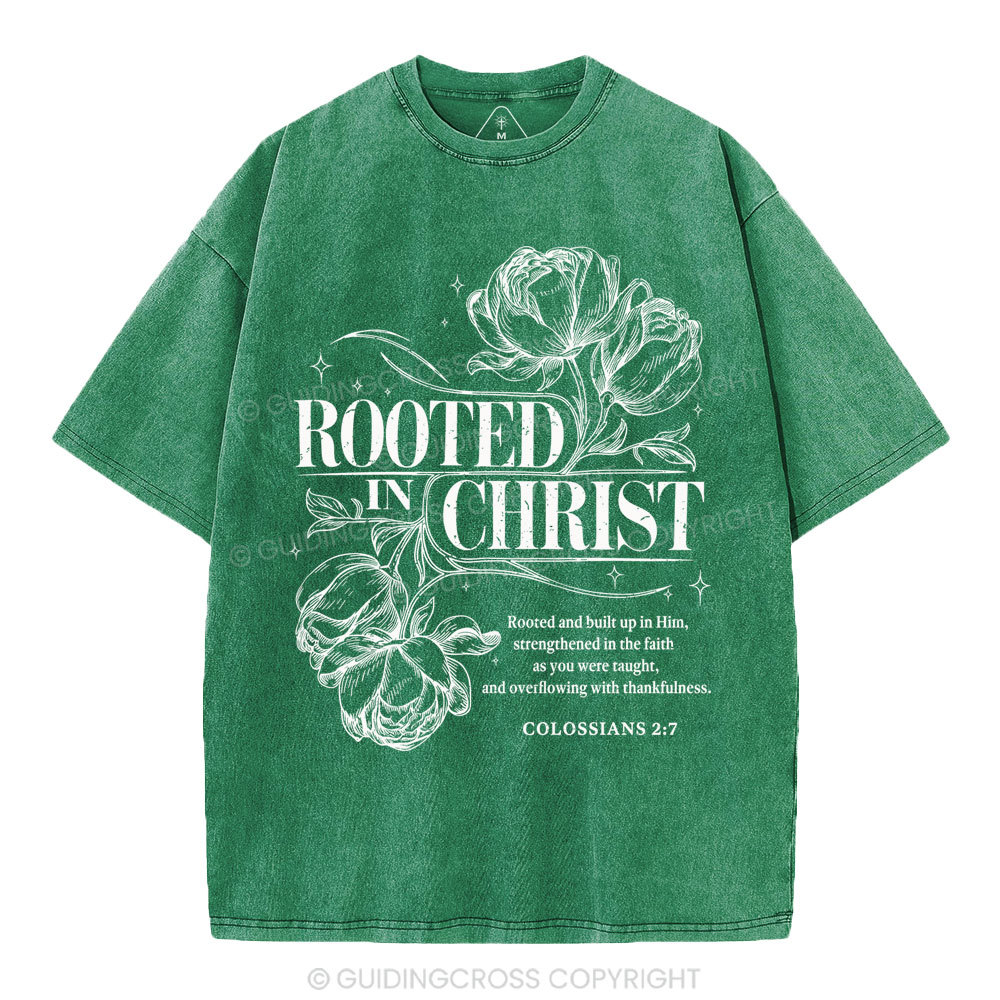 Rooted In Christ Christian Washed T-Shirt