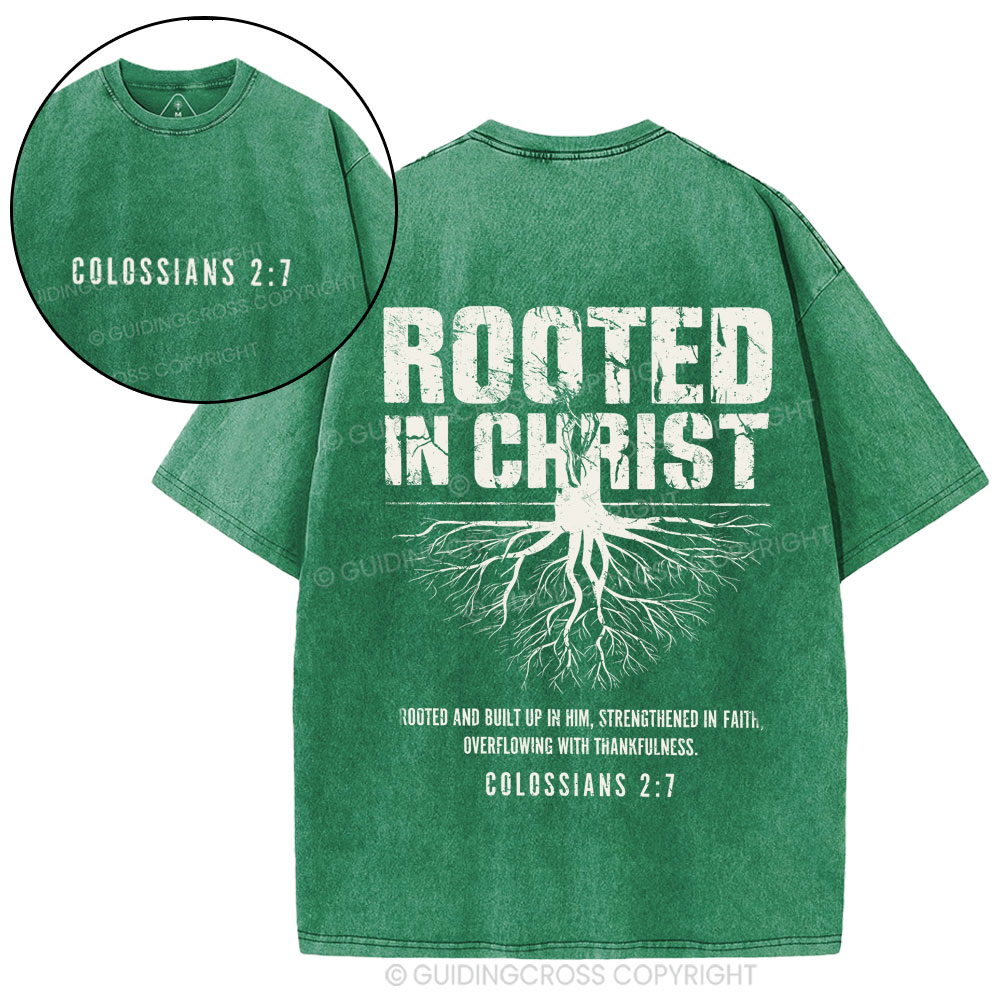 Rooted In Christ Christian Washed T-Shirt