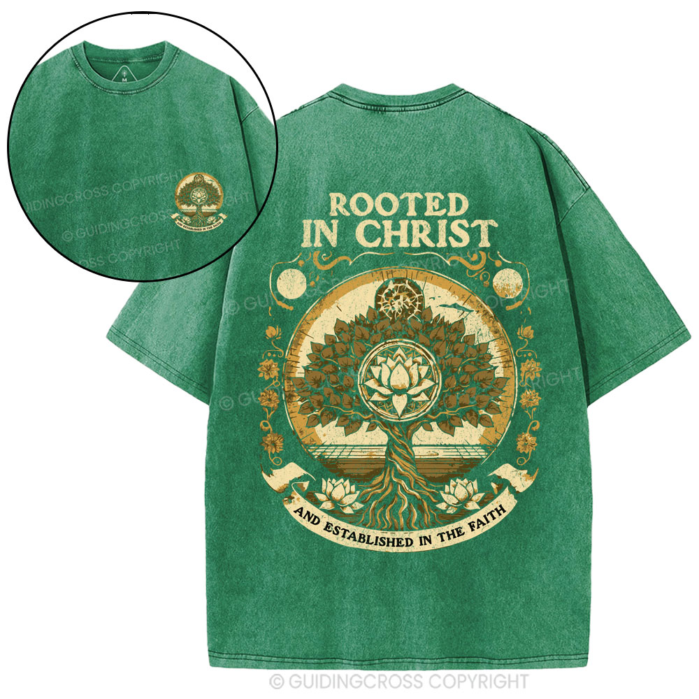 Rooted In Christ Christian Washed T-Shirt