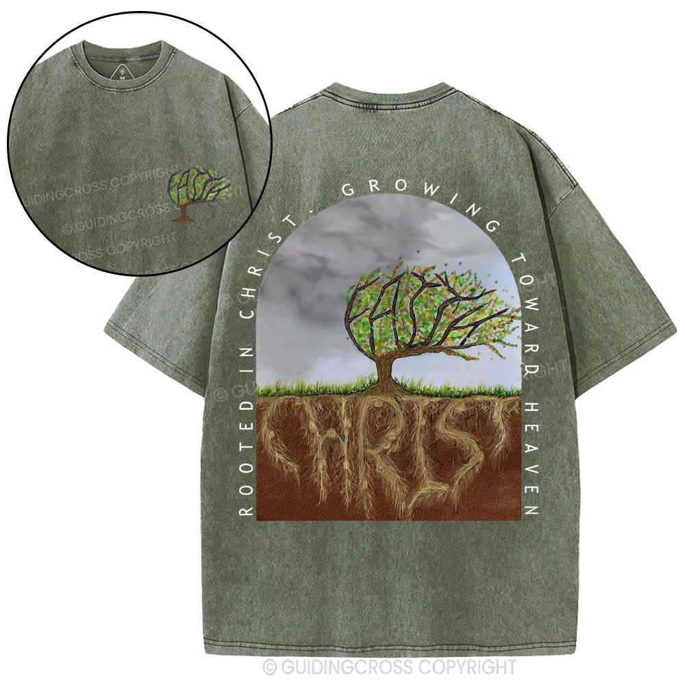 Rooted In Christ Christian Washed T-Shirt