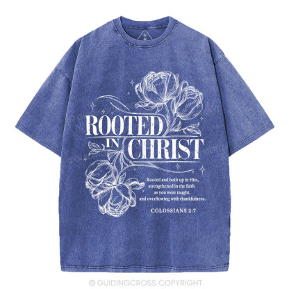 Rooted In Christ Christian Washed T-Shirt