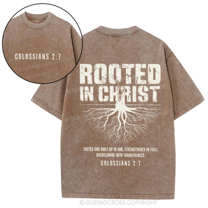 Rooted In Christ Christian Washed T-Shirt