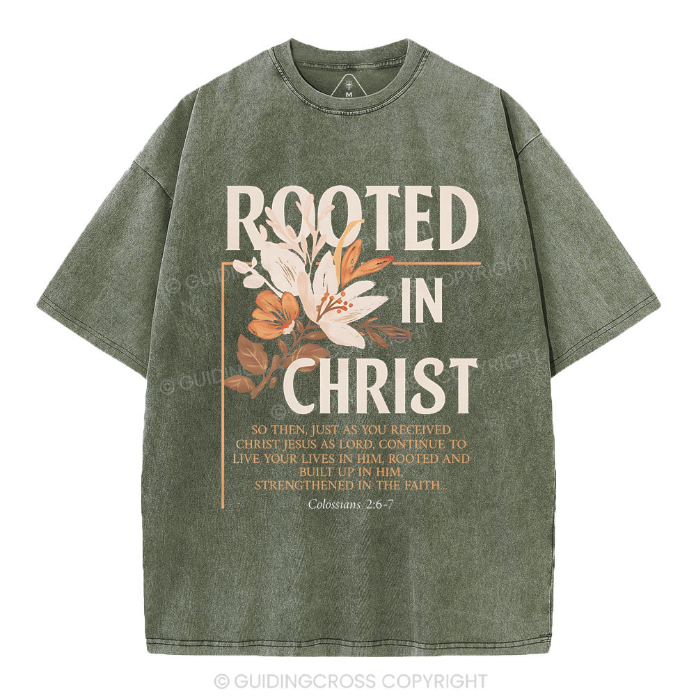 Rooted In Christ Christian Washed T-Shirt