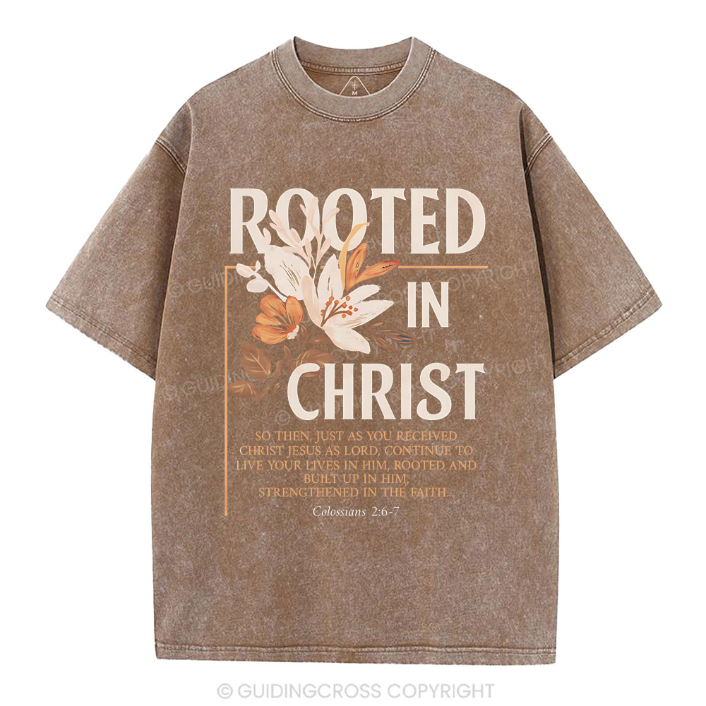 Rooted In Christ Christian Washed T-Shirt