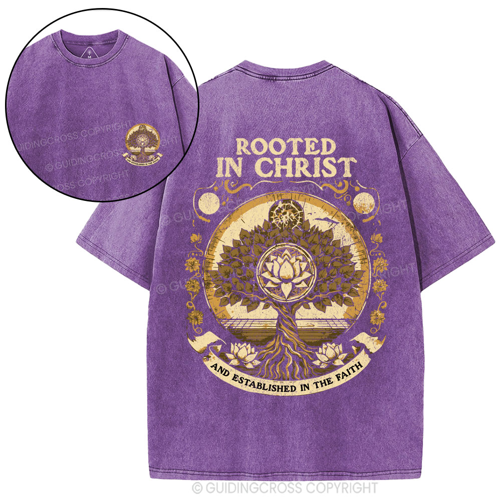 Rooted In Christ Christian Washed T-Shirt