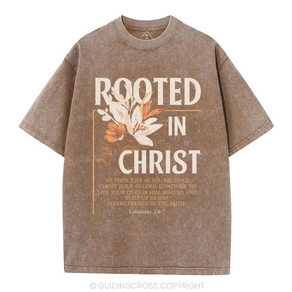 Rooted In Christ Christian Washed T-Shirt