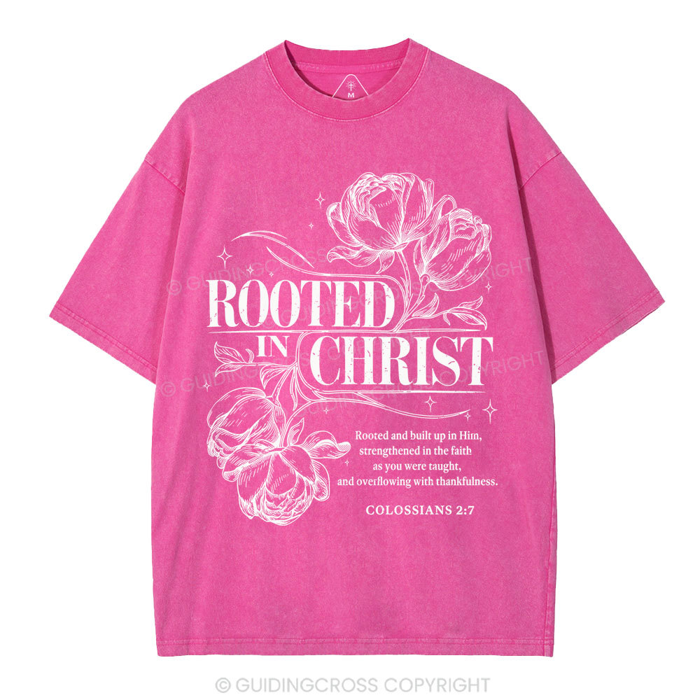 Rooted In Christ Christian Washed T-Shirt
